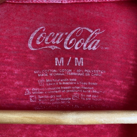 Coca-Cola Women's Red Logo Sheer Short Sleeve Bodycon‎ Tee Size Medium - Picture 2 of 8